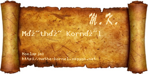 Máthé Kornél névjegykártya